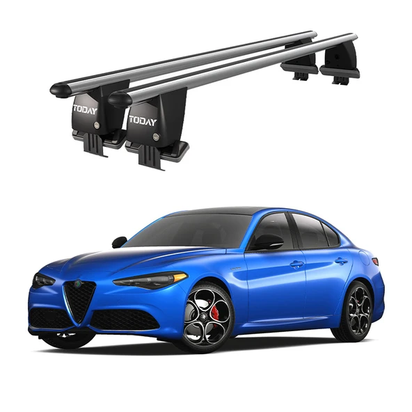 Royal Alfa Romeo Giulia (2016 ve Sonrası) Uyumlu Gri Kilitli Ara Atkı Port Bagaj Tavan Barı ürün görseli 1