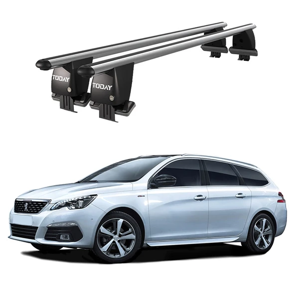 Royal Peugeot 308 (2014-2021) Uyumlu Gri Kilitli Ara Atkı Port Bagaj Tavan Barı ürün görseli 1