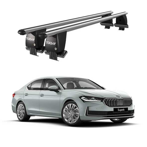 Royal Skoda Superb (2015 ve Sonrası) Uyumlu Gri Kilitli Ara Atkı Port Bagaj Tavan Barı ürün görseli 1
