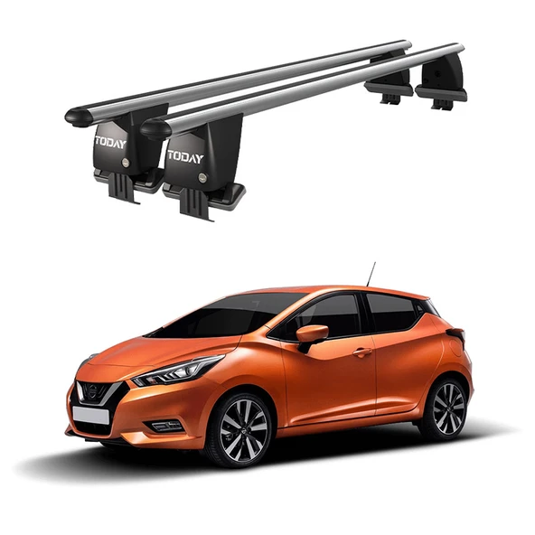 Royal Nissan Micra / March (2017 ve Sonrası) Uyumlu Gri Kilitli Ara Atkı Port Bagaj Tavan Barı ürün görseli 1