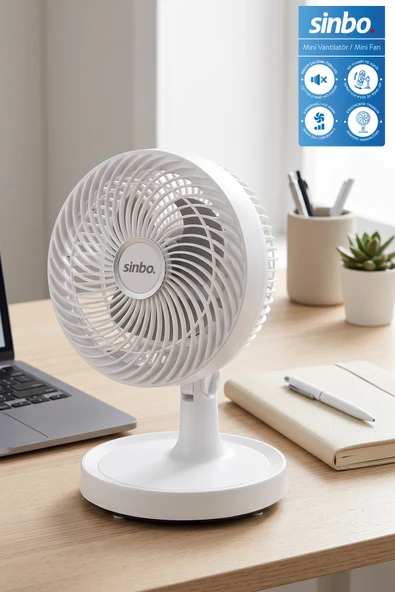 Sinbo SF-7703 Kompakt Mini Masaüstü Fan Sessiz Vantilatör ürün görseli 1