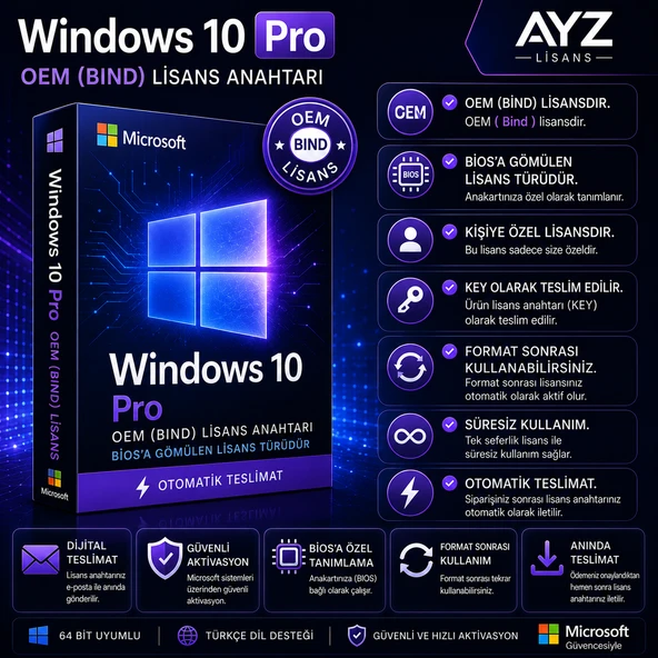 Windows 10 Pro OEM (Bind) Lisans Anahtarı ürün görseli 1