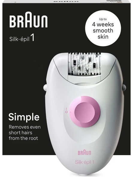 Braun Silk-Epil 1 1-010 Epilatör 20 Cımbızlı Beyaz-Pembe Kuru Kullanım İçin Tasarlandı-- ELEKTRİKLİ ürün görseli 1
