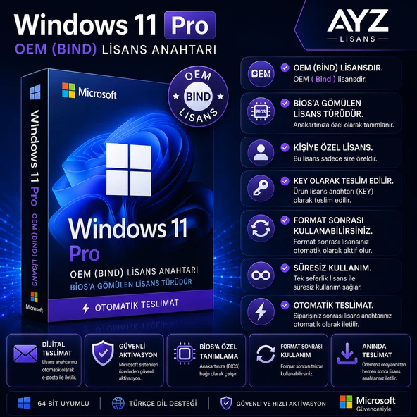 Windows 11 Pro OEM (Bind) Lisans Anahtarı ürün görseli 1