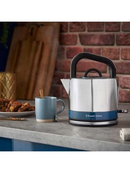 Russell Hobbs 1,5 L Su Isıtıcısı Paslanmaz Çelik Gizli Rezistans Mavi Renkli Otomatik Kapanma 26421-70/RH - Resim 3