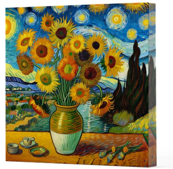 Van Gogh 10 Ayçiçekleri - Çizgisiz Yan Boyamalı Defter ürün görseli 1