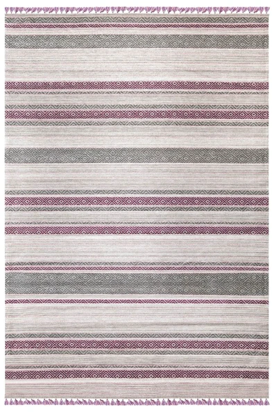 Lila Renkli Kaymaz Tabanlı Yıkanabilir Makine Dokuma Kilim 80 X 150 ürün görseli 1