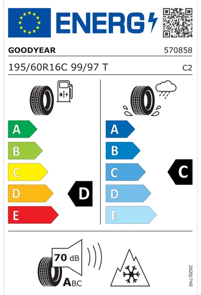 GOODYEAR UG 8 MS FP 195/60R16C 99/97T Kış Lastiği - 2024 - Resim 2
