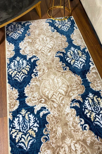 Mavi Renkli Kaymaz Taban Yıkanabilir Halı 80 X 500 ürün görseli 1