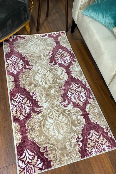 Bordo Renkli Kaymaz Taban Yıkanabilir Halı 80 X 400 ürün görseli 1