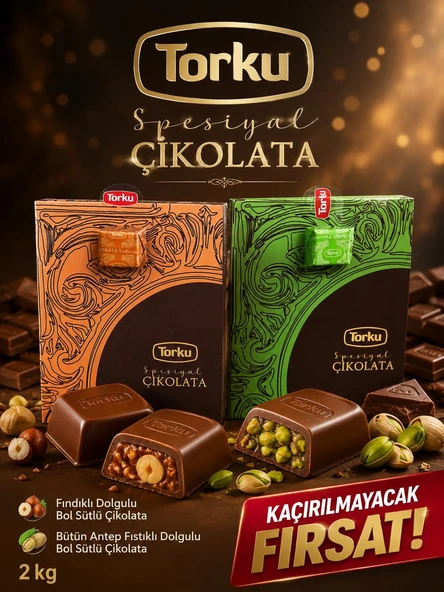 TORKU FINDIK DOLGULU BOL ANTEP FISTIKLI ÇİKOLATALI BAYRAM ŞEKERİ 2 KG ürün görseli 1