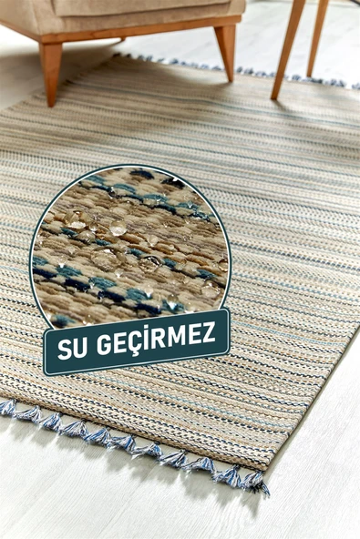 Lacivert Renkli Kaymaz Tabanlı Leke Tutmaz Nano Kilim 120 X 300 ürün görseli 1