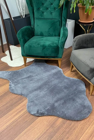 Antrasit Renkli Yumuşak Yüzeyli Kaydırmaz Post Peluş Halı 90 X 150 ürün görseli 1