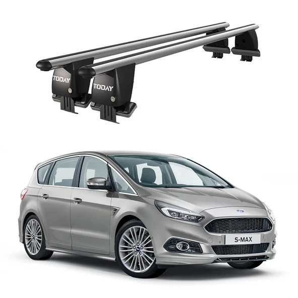Royal Ford S-Max II (2015 ve Sonrası) Uyumlu Gri Kilitli Ara Atkı Port Bagaj Tavan Barı ürün görseli 1