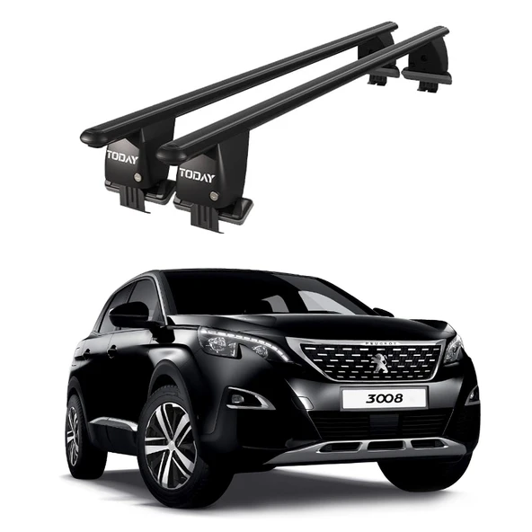 Royal Peugeot 3008 (2016-2020) Uyumlu Siyah Kilitli Ara Atkı Port Bagaj Tavan Barı ürün görseli 1