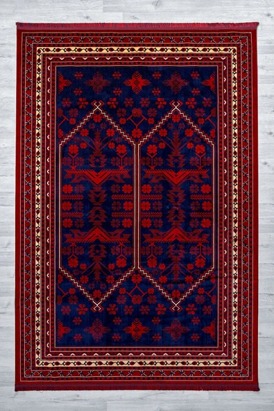 Kırmızı Renkli Afgan Motifli Yıkanabilir Otantik Dokuma Halı 03 100 X 200 ürün görseli 1