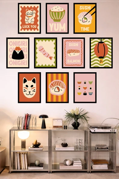 UNT 10'lu Çerçeve Görünümlü Mutfak | Modern | Retro Duvar Posteri Tablo Seti– 15x20 cm MDF UV Baskı Çok Renkli 15 x 20 ürün görseli 1