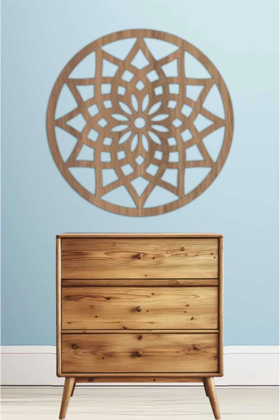 UNT Mandala Duvar Dekoru Süsü Ahşap Dekoratif Tablo Kahverengi 48 x 48 ürün görseli 1