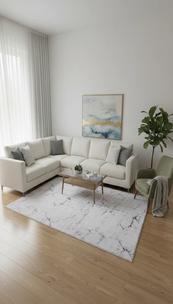 Dream Soft Gri Mermer Desenli Yumuşak Yüzeyli Kaymaz Makinede Yıkanabilir Halı 100 X 100 ürün görseli 1