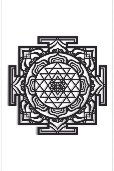 UNT Sri Yantra Mandala Kutsal Geometri Duvar Dekoru-süsü, MDF Dekoratif Tablo Siyah 48 x 48 ürün görseli 1