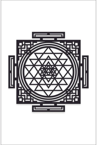 UNT Sri Yantra Mandala Kutsal Geometri Duvar Dekoru-süsü, MDF Dekoratif Tablo Siyah 48 x 48 ürün görseli 1