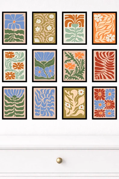 UNT 12'li Çerçeve Görünümlü Modern Duvar Tablo Seti – 15x20 cm MDF UV Baskı Çok Renkli 15 x 20 ürün görseli 1