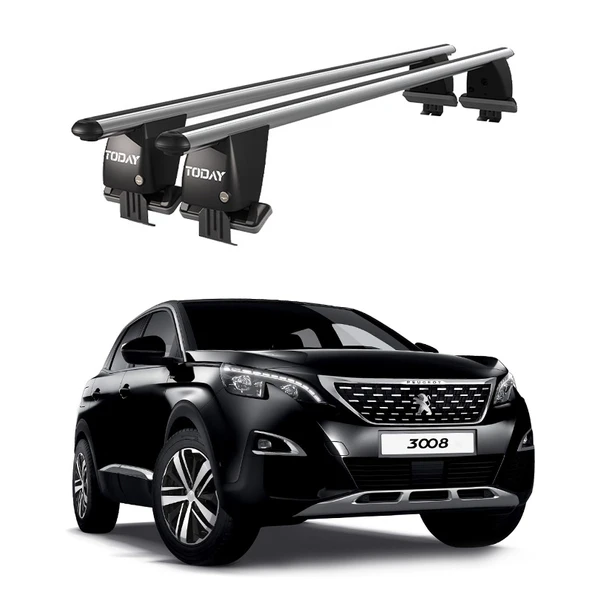 Royal Peugeot 3008 (2016-2020) Uyumlu Gri Kilitli Ara Atkı Port Bagaj Tavan Barı ürün görseli 1