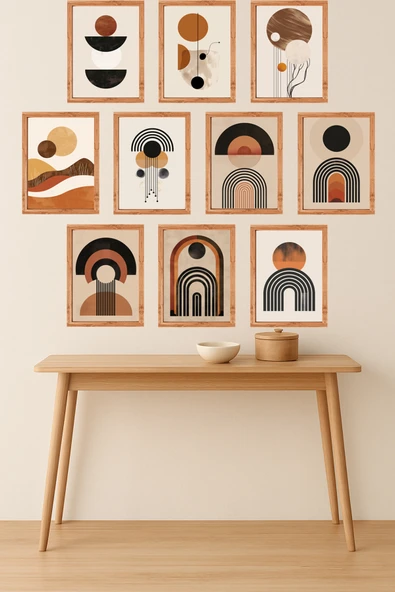 UNT 10'lu Çerçeve Görünümlü Modern Bohem Duvar Tablo Seti – 15x20 cm MDF UV Baskı Çok Renkli 15 x 20 ürün görseli 1