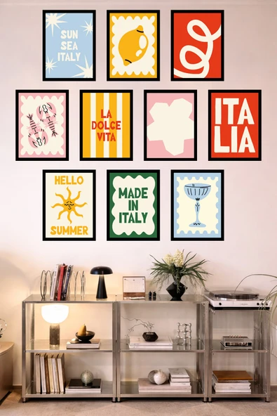UNT 10'lu Çerçeve Görünümlü Mutfak | Modern | Retro Duvar Posteri Tablo Seti– 15x20 cm MDF UV Baskı Çok Renkli 15 x 20 ürün görseli 1
