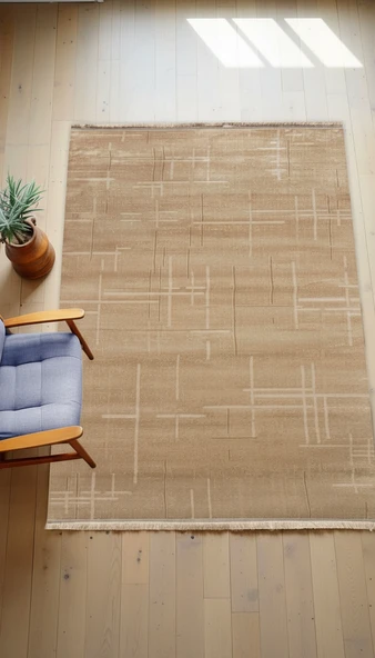 Krem Rengi Lotus Bambu Model Altı Kaymaz Makine Dokuma Halı 100 X 500 ürün görseli 1