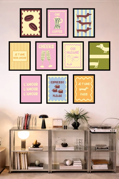 UNT 10'lu Çerçeve Görünümlü Mutfak | Modern | Retro Duvar Posteri Tablo Seti– 15x20 cm MDF UV Baskı Çok Renkli 15 x 20 ürün görseli 1