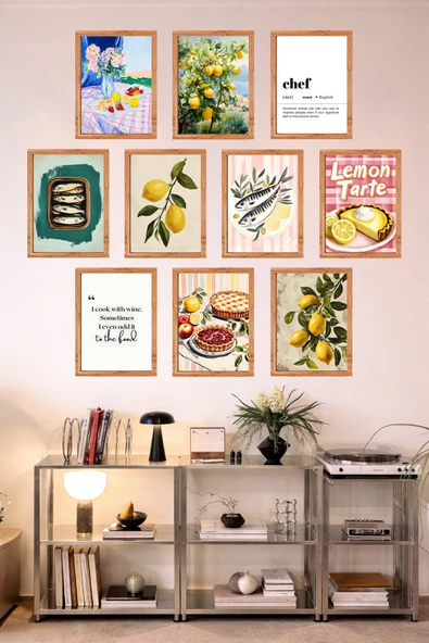 UNT 10'lu Çerçeve Görünümlü Mutfak | Modern | Retro Duvar Posteri Tablo Seti– 15x20 cm MDF UV Baskı Çok Renkli 15 x 20 ürün görseli 1
