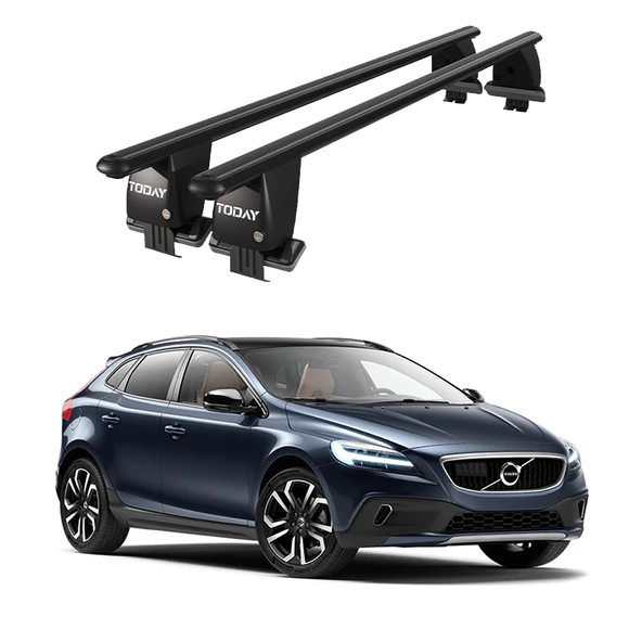 Royal Volvo V40 (2016 ve Sonrası) Uyumlu Siyah Kilitli Ara Atkı Port Bagaj Tavan Barı ürün görseli 1