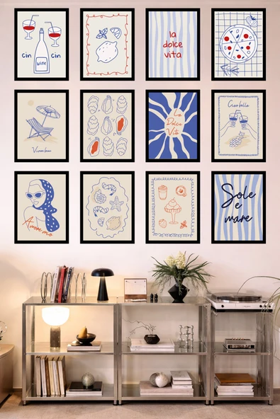 UNT 12’li Çerçeve Görünümlü Mutfak | Modern | Retro Duvar Posteri Tablo Seti– 15x20 cm MDF UV Baskı Çok Renkli 15 x 20 ürün görseli 1