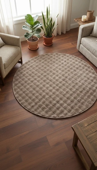 Dream Soft Yuvarlak Vizon Yumuşak Yüzeyli Kaymaz Makinede Yıkanabilir Halı 80 X 80 ürün görseli 1