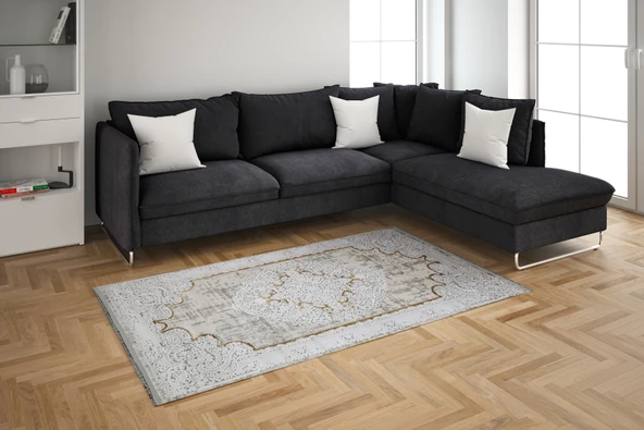 Nostalji Seri Gold Klasik Motifli Altı Kaymaz Makine Dokuma Halı | 13418 120 X 180 ürün görseli 1
