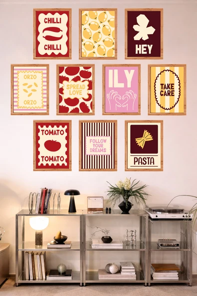 UNT 10'lu Çerçeve Görünümlü Mutfak | Modern | Retro Duvar Posteri Tablo Seti– 15x20 cm MDF UV Baskı Çok Renkli 15 x 20 ürün görseli 1