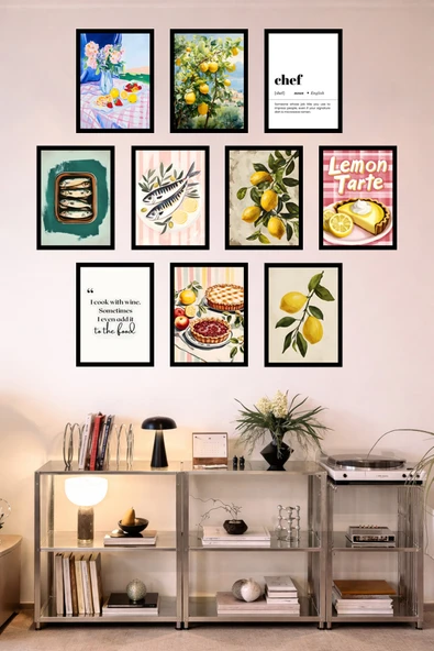 UNT 10'lu Çerçeve Görünümlü Mutfak | Modern | Retro Duvar Posteri Tablo Seti– 15x20 cm MDF UV Baskı Çok Renkli 15 x 20 ürün görseli 1