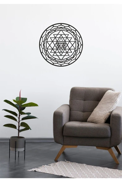 UNT Sri Yantra Mandala Kutsal Geometri Duvar Dekoru-süsü, Lazer Kesim, Ahşap Dekoratif Tablo, -020 Siyah 48 x 48 ürün görseli 1