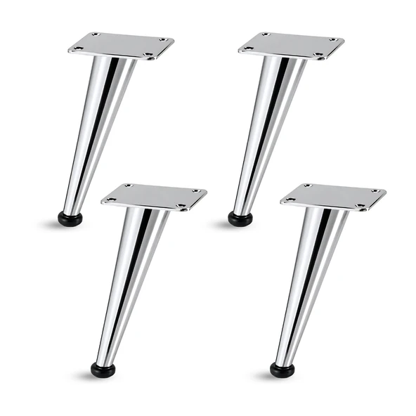 Omaks (4 Adet) 15 cm Metal Krom Dereceli Mobilya Sehpa Kanepe Ayağı Montaj Vidaları Dahil Ayak ürün görseli 1