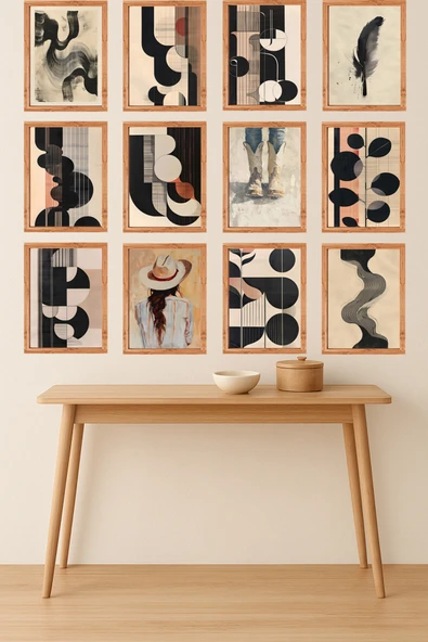 UNT 12’li Çerçeve Görünümlü Mutfak | Modern | Retro Duvar Posteri Tablo Seti– 15x20 cm MDF UV Baskı Çok Renkli 15 x 20 ürün görseli 1