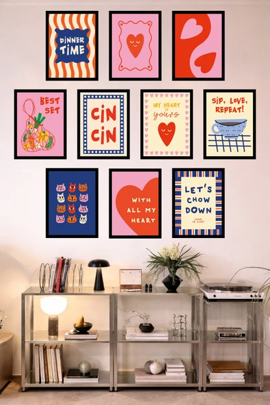 UNT 10'lu Çerçeve Görünümlü Mutfak | Modern | Retro Duvar Posteri Tablo Seti– 15x20 cm MDF UV Baskı Çok Renkli 15 x 20 ürün görseli 1