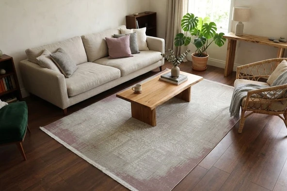 BAHAR Serisi Krem Pembe Yumuşak Geçişli Modern Desenli Halı | BT370 200 X 290 ürün görseli 1