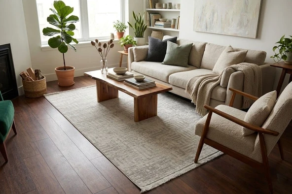 BAHAR Serisi Krem Bej Yumuşak Geçişli Modern Desenli Halı | BT337 80 X 150 ürün görseli 1