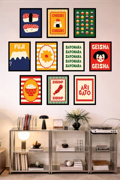 UNT 10'lu Çerçeve Görünümlü Mutfak | Modern | Retro Duvar Posteri Tablo Seti– 15x20 cm MDF UV Baskı Çok Renkli 15 x 20 ürün görseli 1