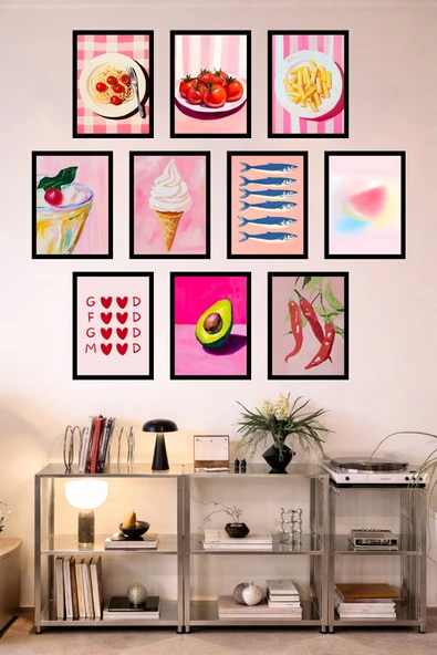 UNT 10'lu Çerçeve Görünümlü Mutfak | Modern | Retro Duvar Posteri Tablo Seti– 15x20 cm MDF UV Baskı Çok Renkli 15 x 20 ürün görseli 1