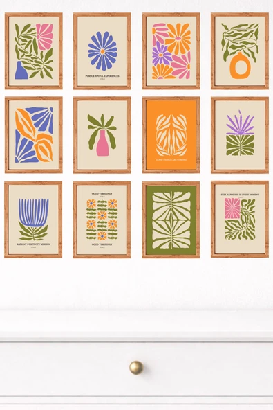 UNT 12'li Çerçeve Görünümlü Modern Duvar Tablo Seti – 15x20 cm MDF UV Baskı Çok Renkli 15 x 20 ürün görseli 1