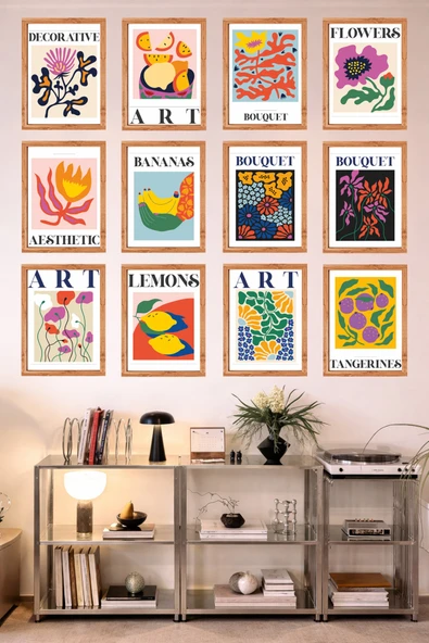 UNT 12’li Çerçeve Görünümlü Mutfak | Modern | Retro Duvar Posteri Tablo Seti– 15x20 cm MDF UV Baskı Çok Renkli 15 x 20 ürün görseli 1