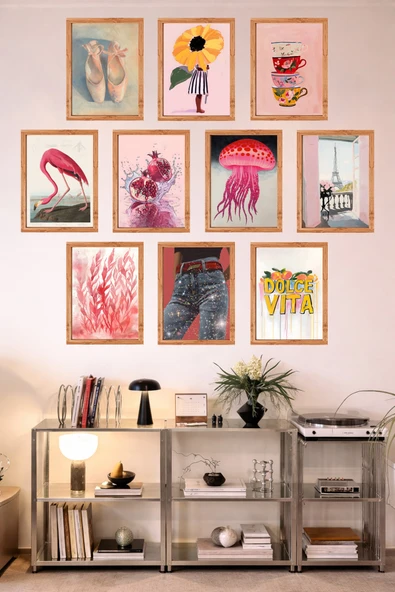 UNT 10'lu Çerçeve Görünümlü Mutfak | Modern | Retro Duvar Posteri Tablo Seti– 15x20 cm MDF UV Baskı Çok Renkli 15 x 20 ürün görseli 1