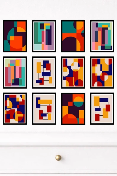 UNT 12'li Çerçeve Görünümlü Modern Duvar Tablo Seti – 15x20 cm MDF UV Baskı Çok Renkli 15 x 20 ürün görseli 1